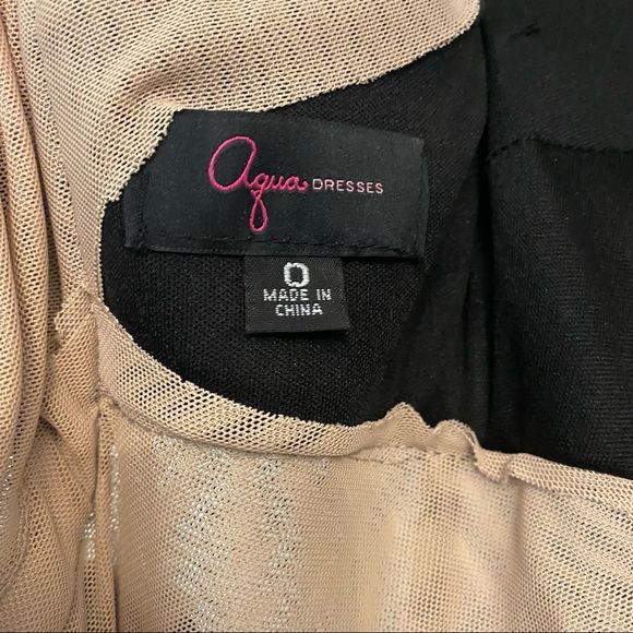 Aqua Mesh-inset Crushed Velvet Black Gown - Size 0 - Picture 7 of 7